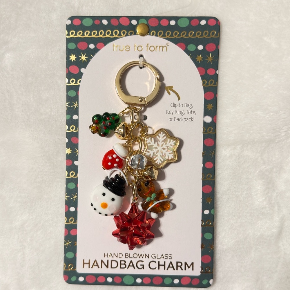 True to Form Hand Blown Glass Holiday Winter Handbag Charm
